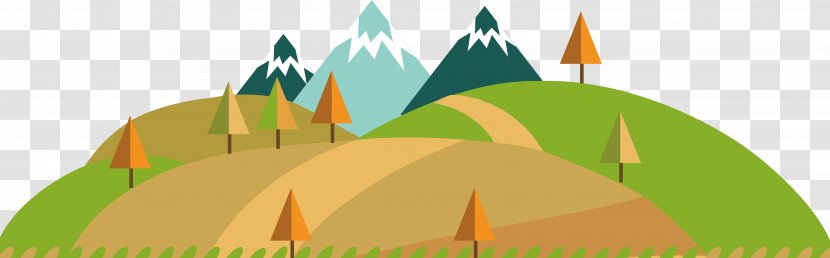 Download Clip Art - Grass - Flat Mountain Scenery Transparent PNG
