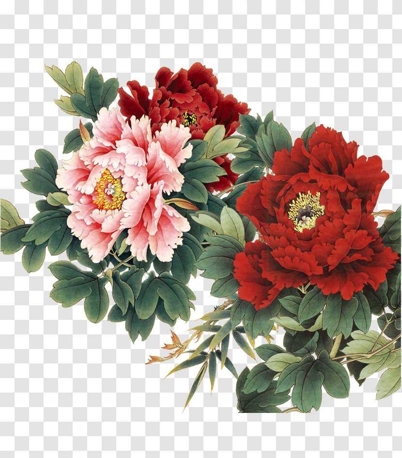 China Painting Gongbi Art - Floral Design - Peony Photos Transparent PNG