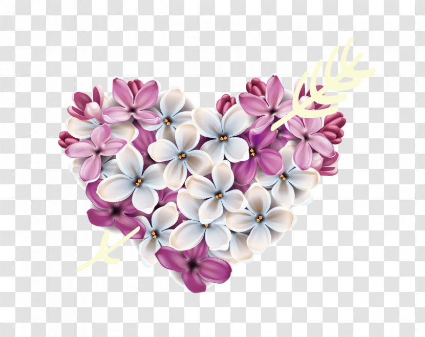 Love Lilac Illustration - Petal - It Is Composed Of Floral Heart Cupid Shot Transparent PNG