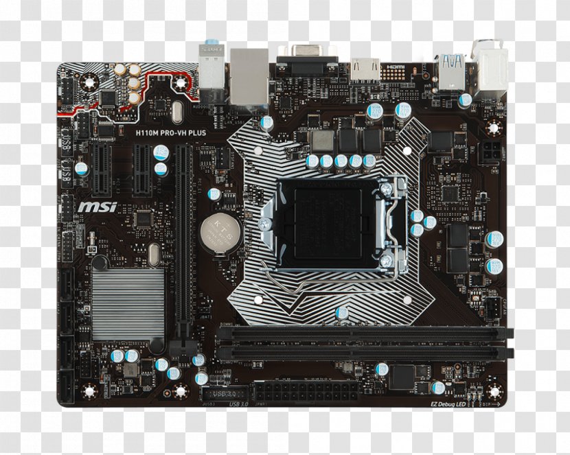 MSI H110M Intel H110 LGA 1151 Micro ATX Motherboard MicroATX - Land Grid Array - Lga Transparent PNG