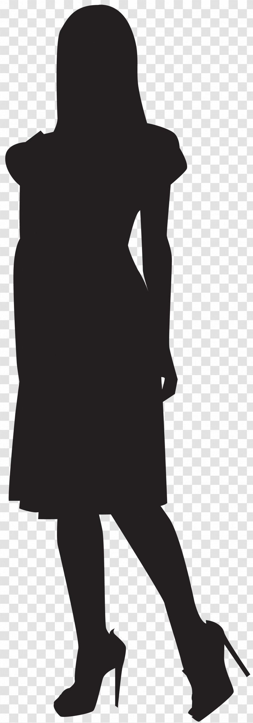 Black And White Shoulder Shoe Human Behavior - Monochrome Photography - Woman Silhouette Clip Art Transparent PNG