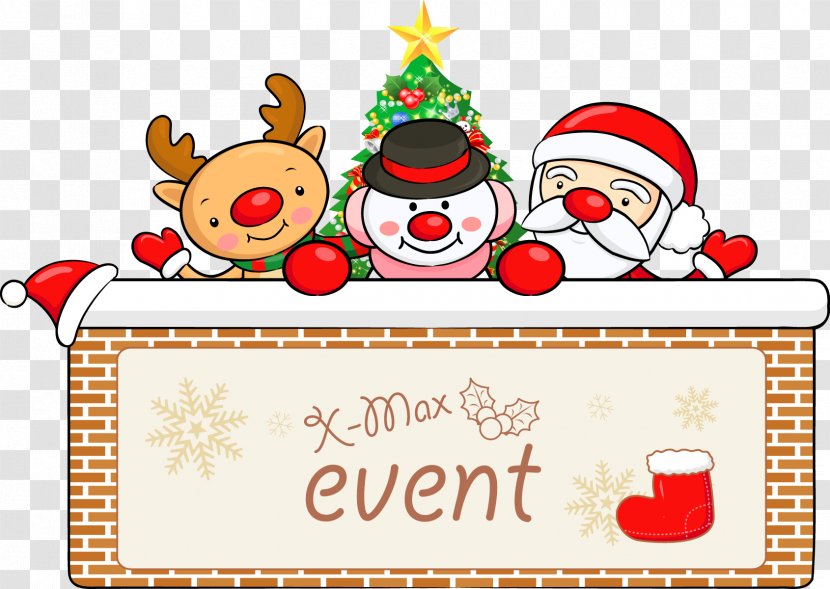 Santa Claus Reindeer Christmas Ornament Clip Art - Tree - Vector Elk Tag Transparent PNG