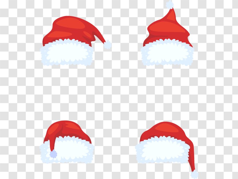 Santa Claus Christmas Hat Flat Design - Four Hats Transparent PNG