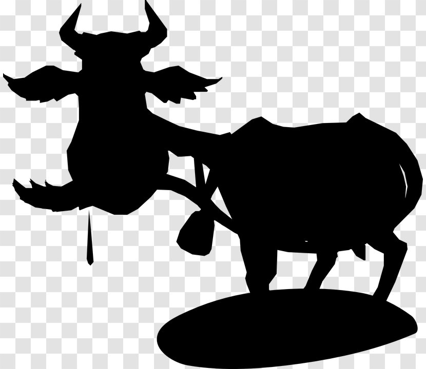 Cattle Clip Art Character Silhouette Fiction - Bovine - Ox Transparent PNG