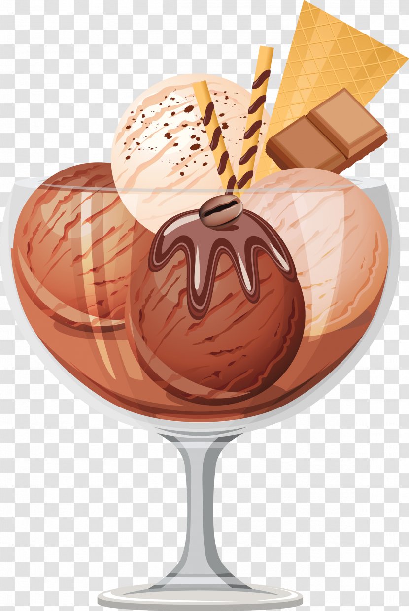 Ice Cream Sundae Waffle Gelato - Chocolate - Image Transparent PNG
