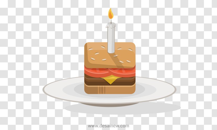 Birthday Cake Hamburger Vector Graphics - Candle - Small Food Transparent PNG