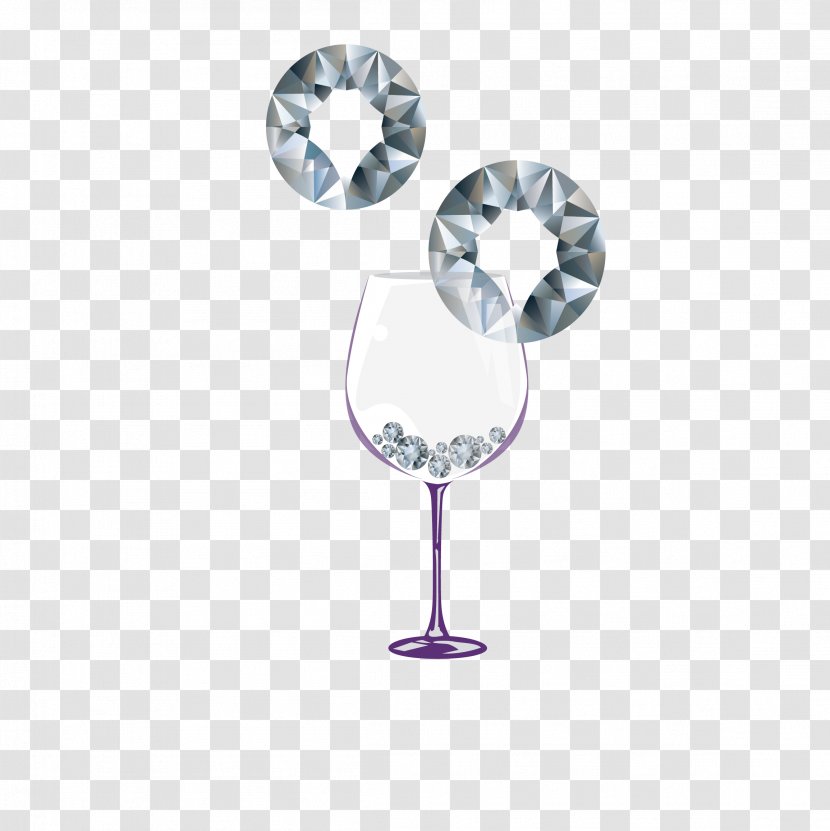 Wine Glass Euclidean Vector Material - Element - Silver Modern Goblet Diamond Transparent PNG