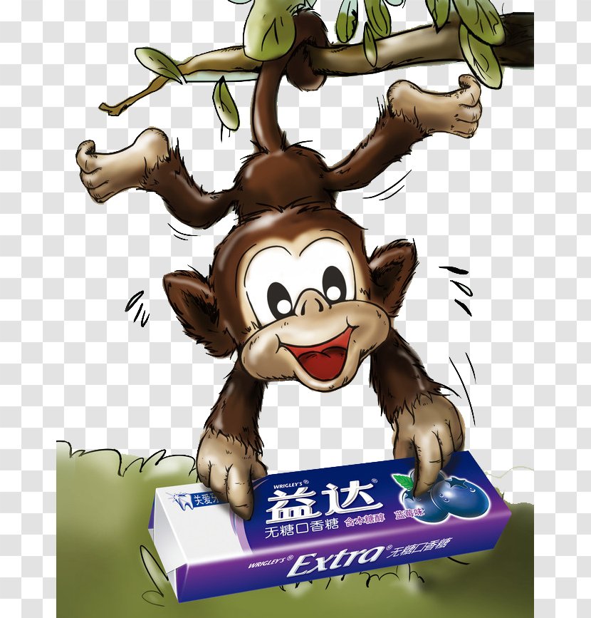 Chewing Gum Extra Xylitol Doublemint - Sugus - Fool 's Day Cute Monkey Spoof Transparent PNG