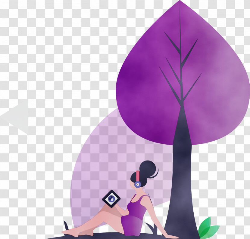 Violet Purple Cartoon Tree Plant Transparent PNG