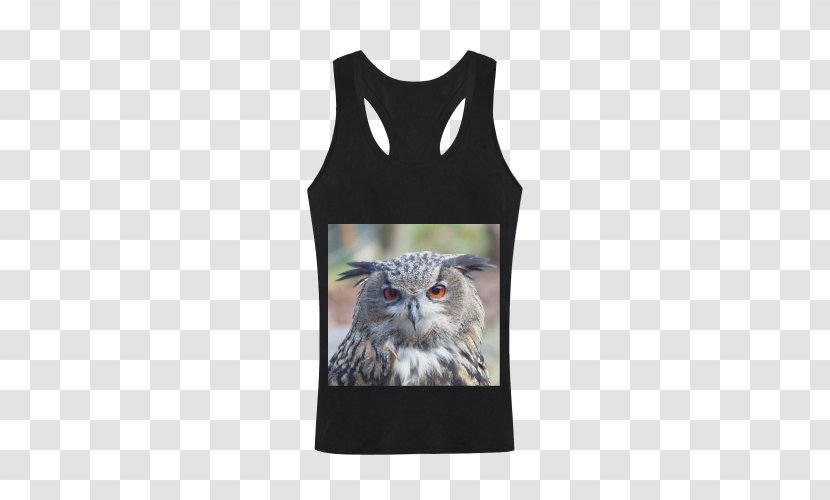 Eurasian Eagle-owl T-shirt Sleeveless Shirt - Black M - Owl Transparent PNG