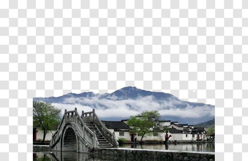 Xidi Huizhou District Hongcunzhen Huangshan - Landscape - Yunshan Fog Cover Bridge Transparent PNG