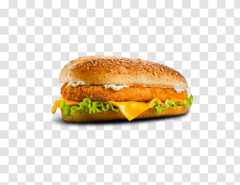 Salmon Burger Hamburger Cheeseburger Fast Food Breakfast Sandwich - Menu Transparent PNG