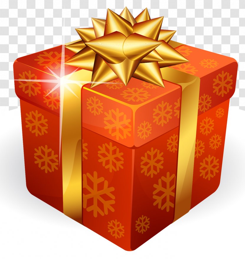 Christmas Gift Box - Gold Transparent PNG