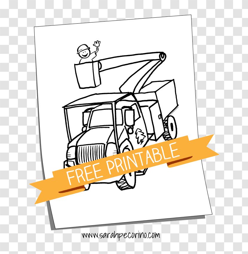 Coloring Book Illustration Aerial Work Platform Truck Clip Art - Yellow Transparent PNG