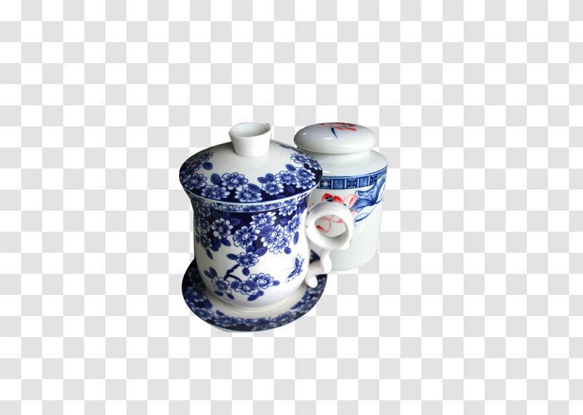 Teaware Blue And White Pottery Porcelain - Mug - Cup Transparent PNG