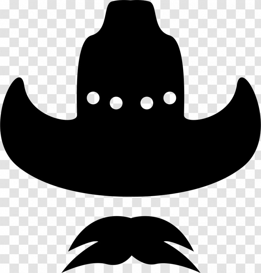 Facial Hair Cowboy Hat Beard - Black - Mustache Transparent PNG