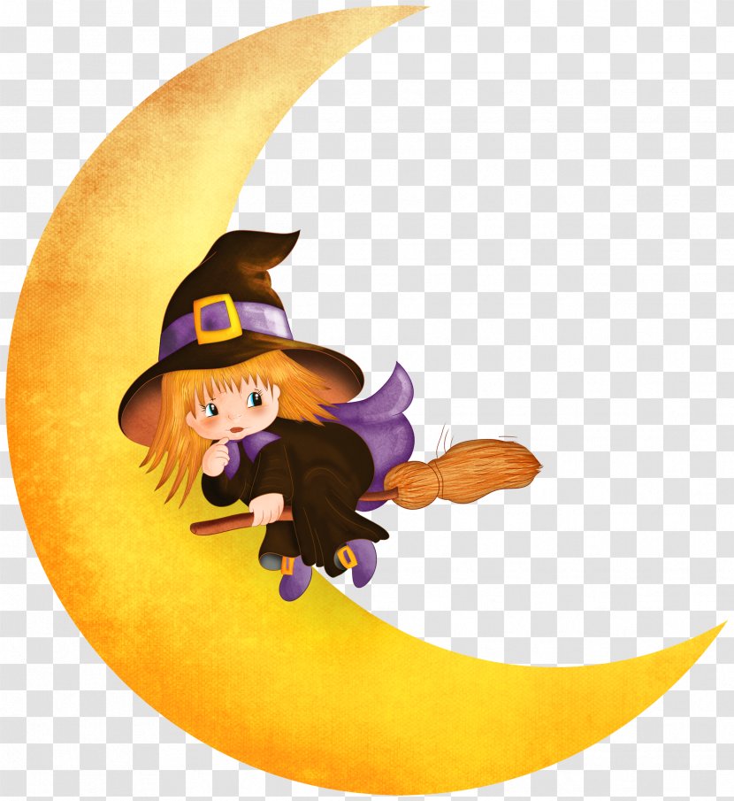 Witchcraft Moon Halloween Clip Art - Fictional Character Transparent PNG