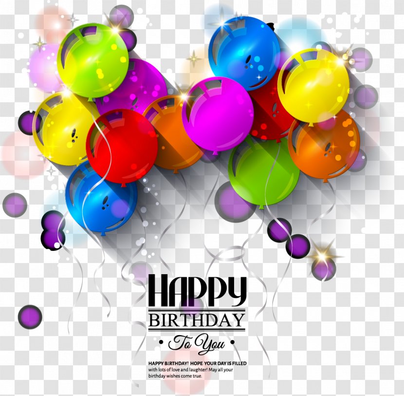 Birthday Greeting Card Balloon Illustration - Ribbon - Happy Theme Transparent PNG