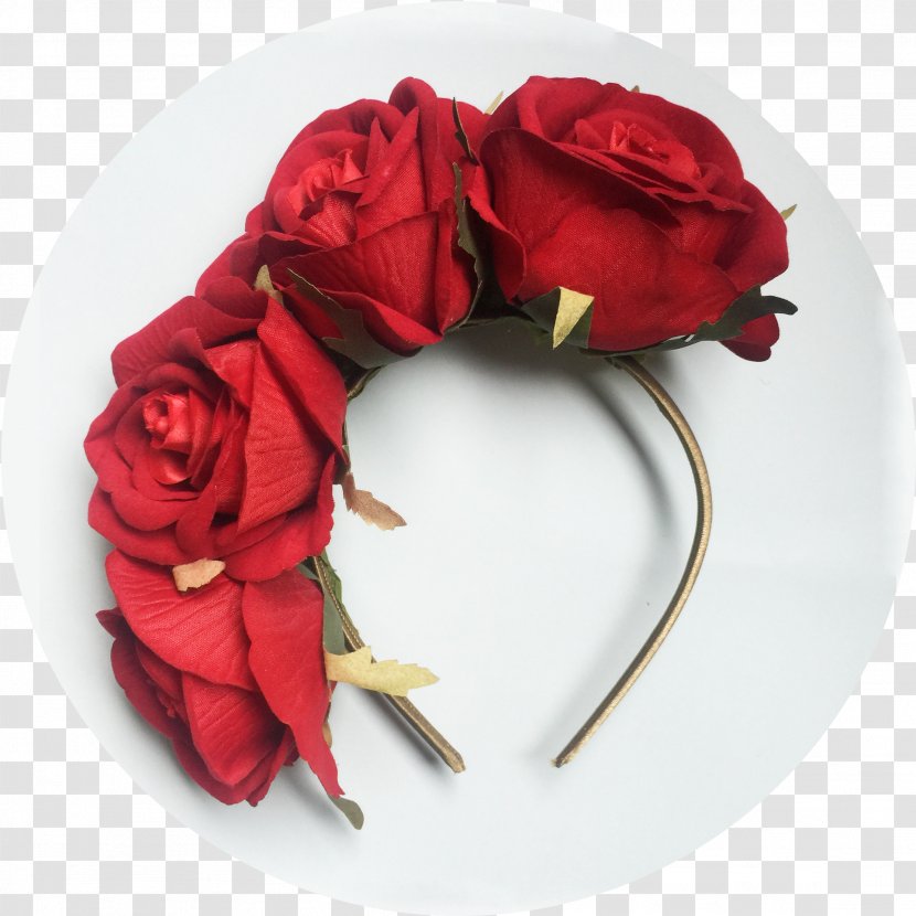 Garden Roses Turban Headband Gold Flower - Hair Accessory - Red Transparent PNG