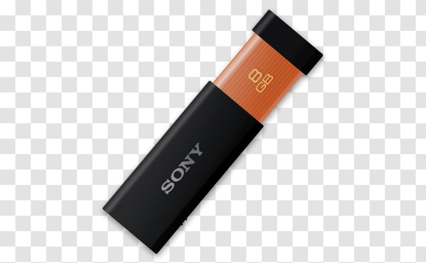 USB Flash Drive Computer File - Electronics Accessory - Orange And Black Transparent PNG