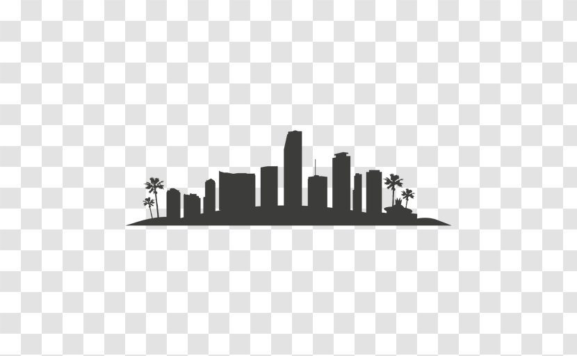 Miami New York City Skyline Silhouette - Cityscape Clipart Transparent PNG