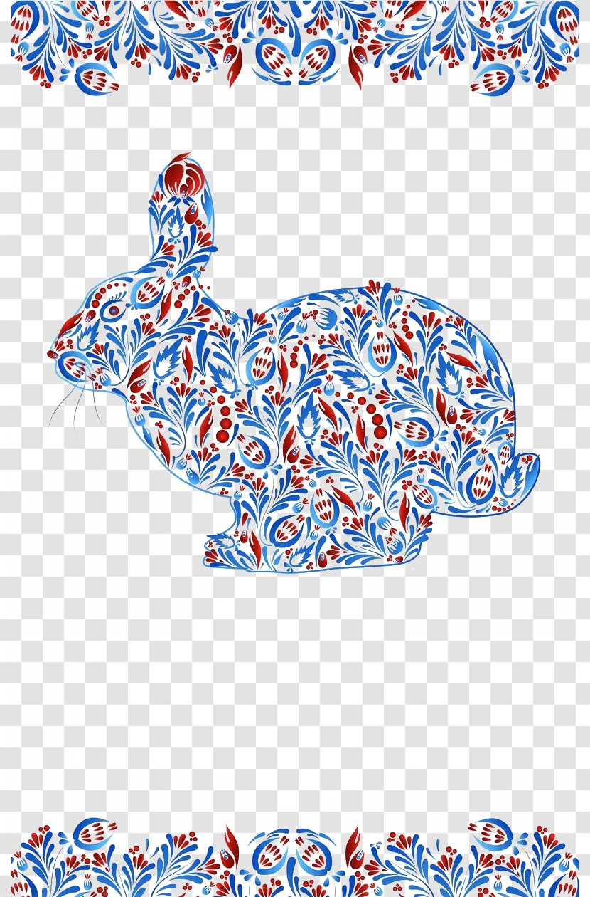 Rabbit Adobe Illustrator - Cartoon - Blue Red And White Bunny Buckle Clip Free Transparent PNG