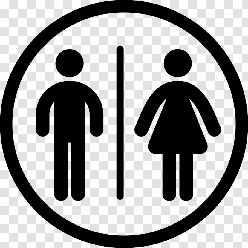 Public Toilet Bathroom Gender Symbol - Black And White Transparent PNG
