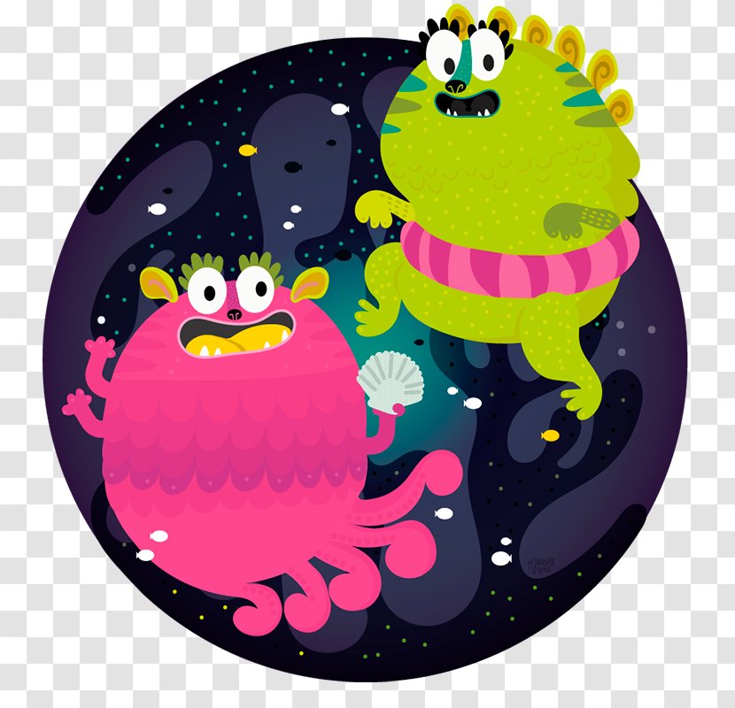 Cartoon Illustration - Two Little Monsters Transparent PNG
