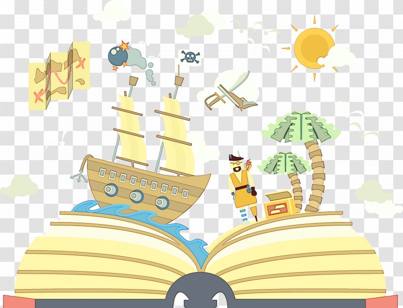 Library Cartoon - Canvas Print - Yellow Video Transparent PNG