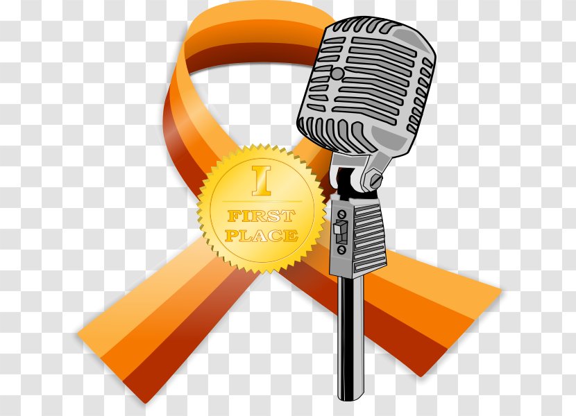 Award Ribbon Medal Clip Art - Audio - Gold Microphone Transparent PNG