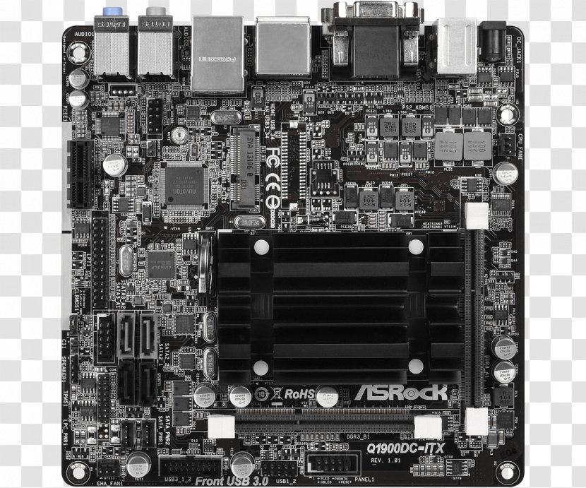Mini-ITX Motherboard ASRock Q1900DC-ITX Central Processing Unit - Miniitx - Asrock H81mitx Transparent PNG