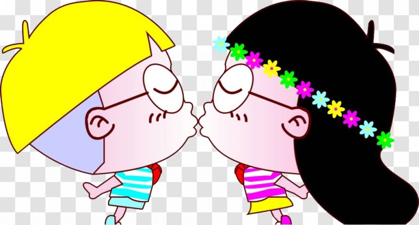 Kiss Cartoon Illustration - Heart - Kissing Lovers Transparent PNG
