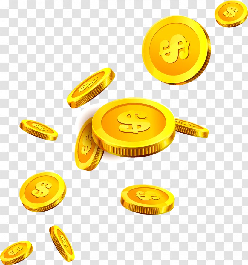 Gold Coin Icon - Yellow - Floating Coins Transparent PNG