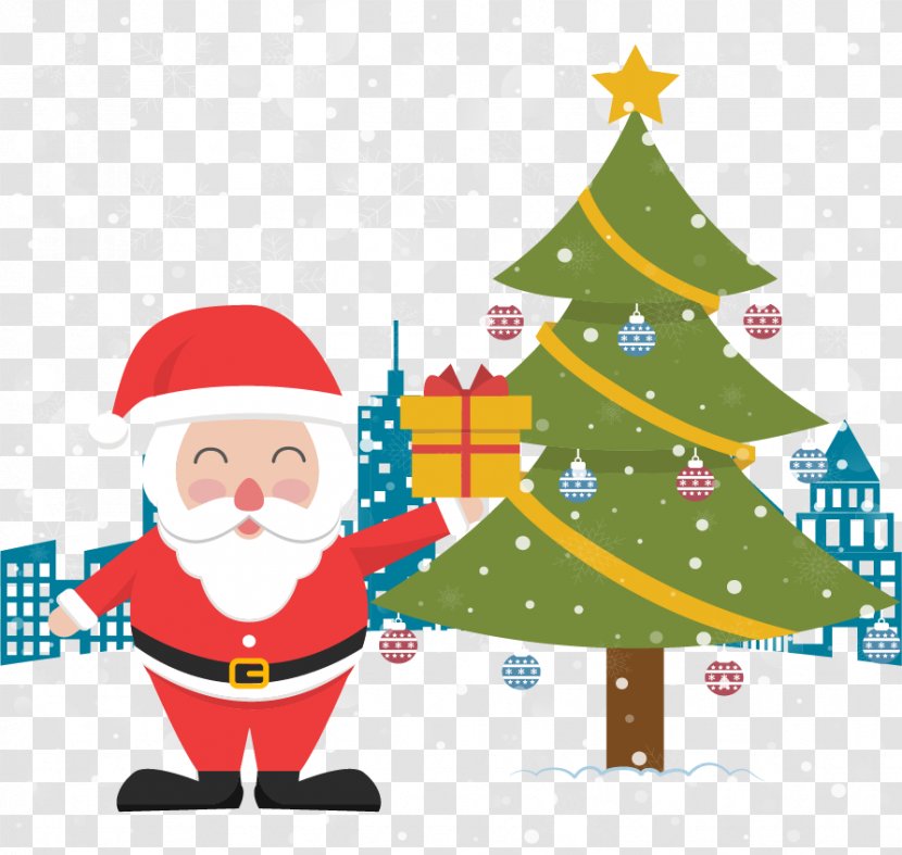 Rudolph Santa Claus Christmas Tree Gift - Royaltyfree - Holding A Transparent PNG