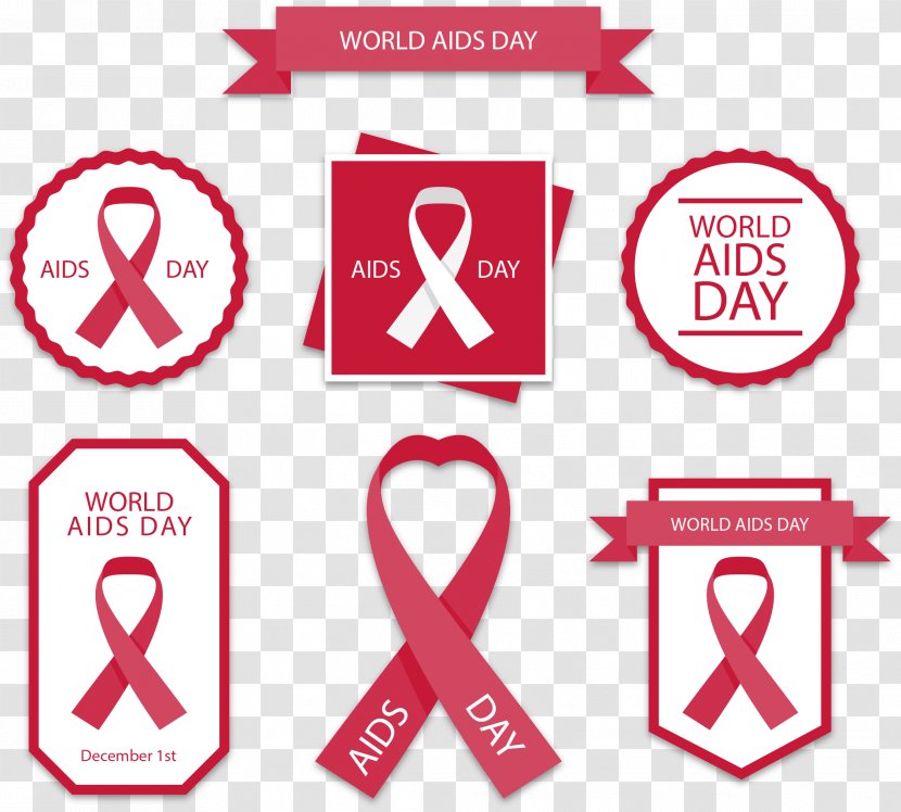 Logo World AIDS Day Red Ribbon - Vector Hand Painted Transparent PNG