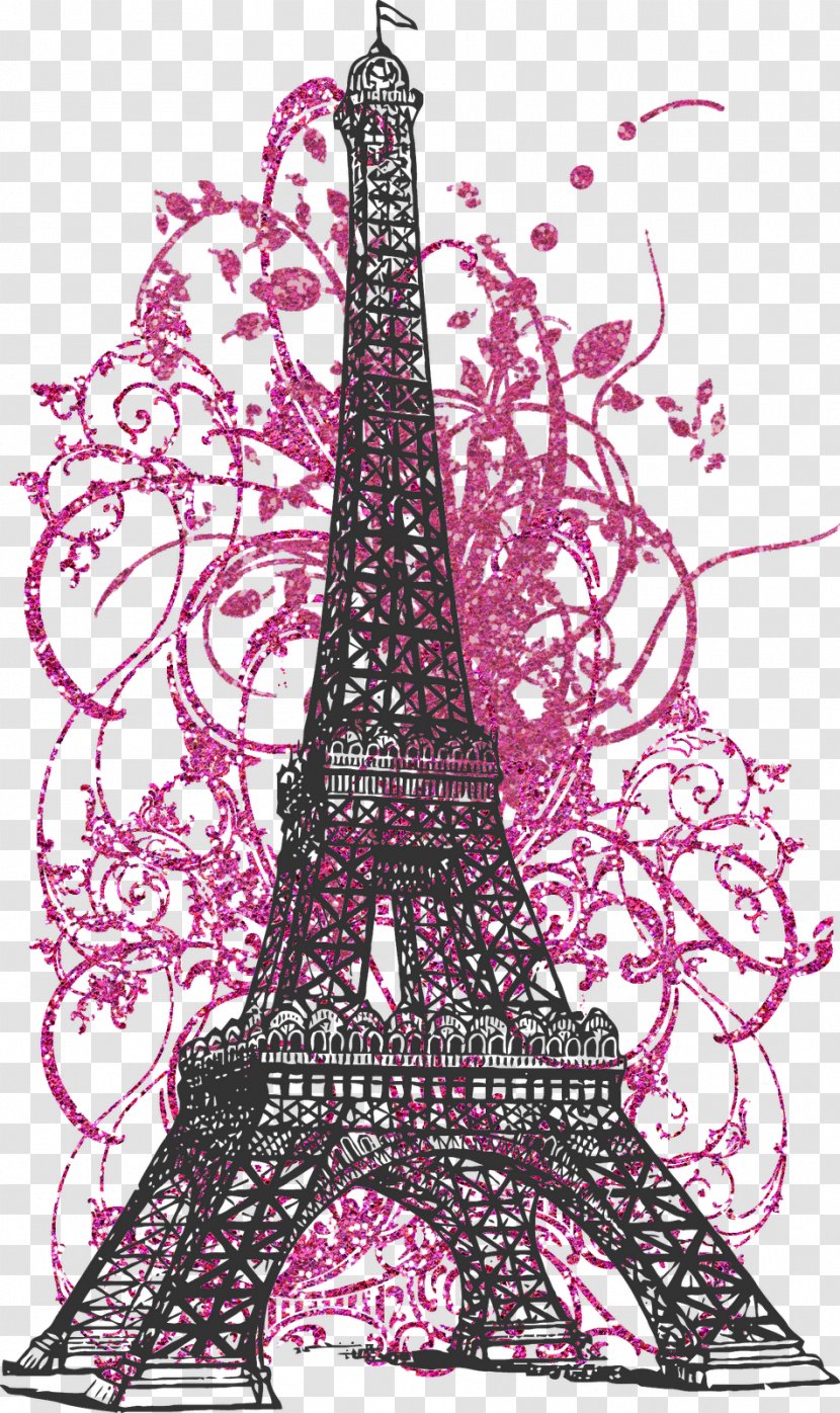 Visual Arts Drawing Eiffel Tower - Tree - Pink Glitter Transparent PNG