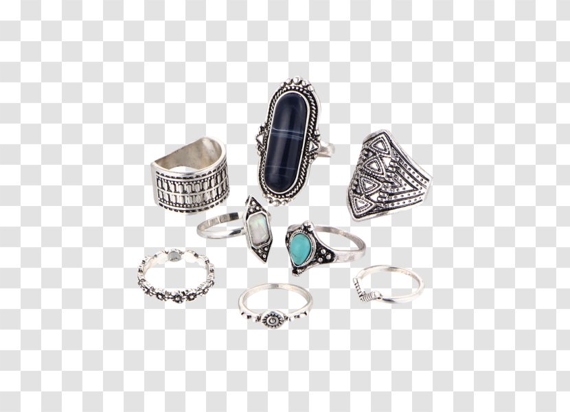 Gemstone Ring Silver Jewellery Bijou - Bohochic - Turquoise Flower Transparent PNG