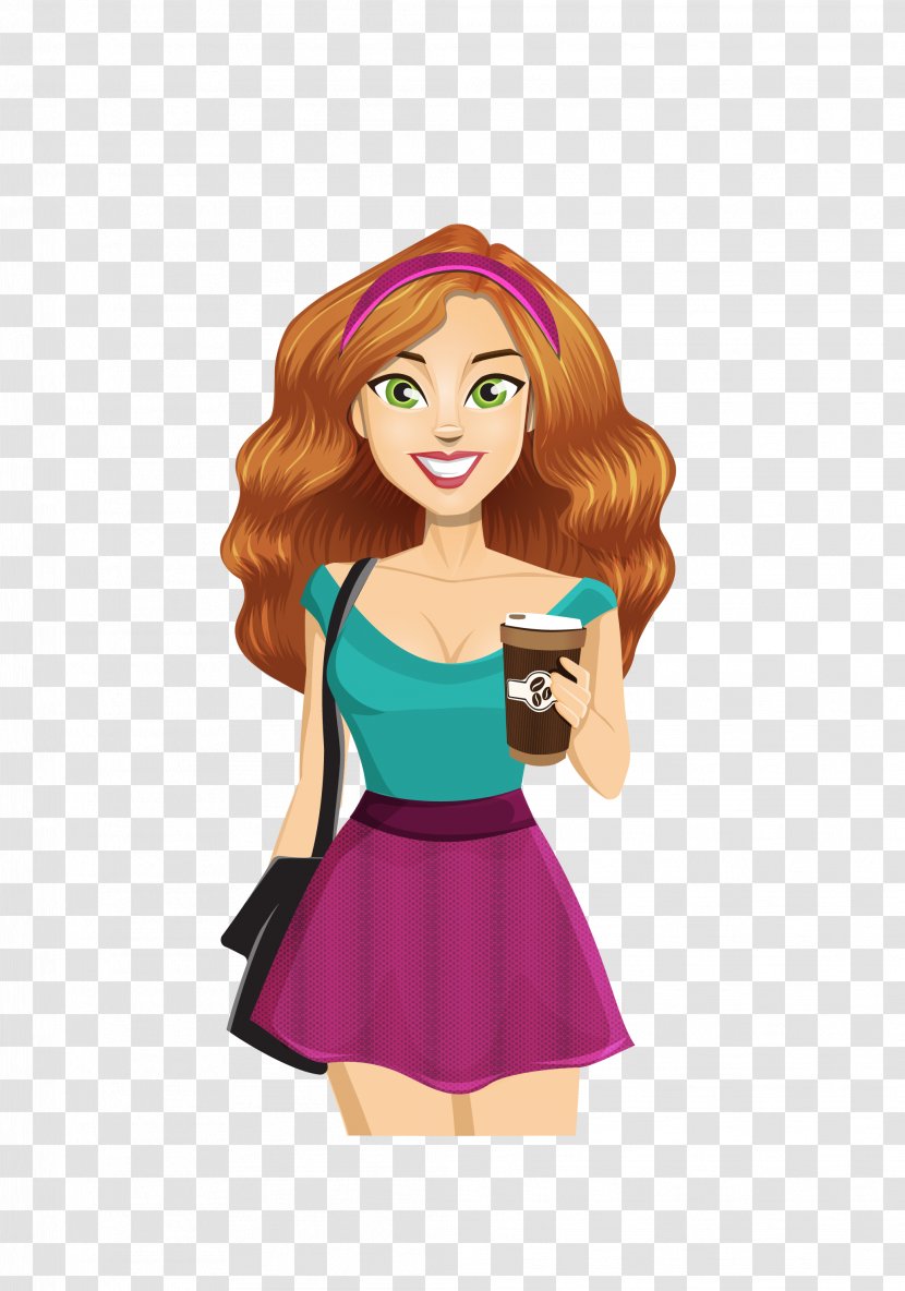 Cartoon Character Illustration - Vector Coffee Beauty Transparent PNG