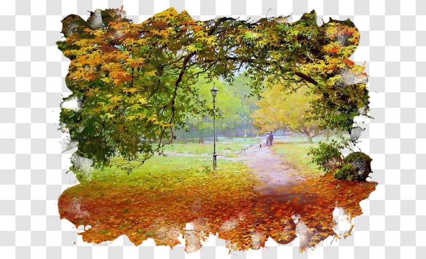 Watercolor Painting Landscape Nature - Leaf Transparent PNG