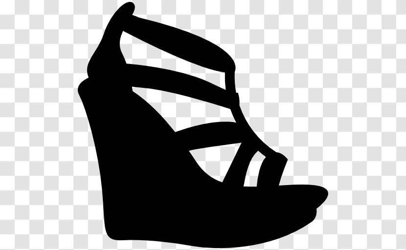 Wedge High-heeled Shoe Clip Art - Black And White - Shoes Vector Transparent PNG