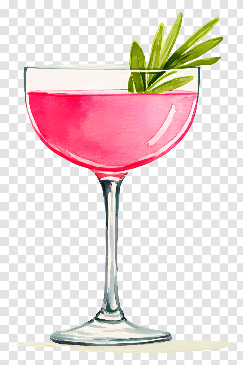 Pink Cocktail - Pink Coupe Cocktail Illustration Transparent PNG