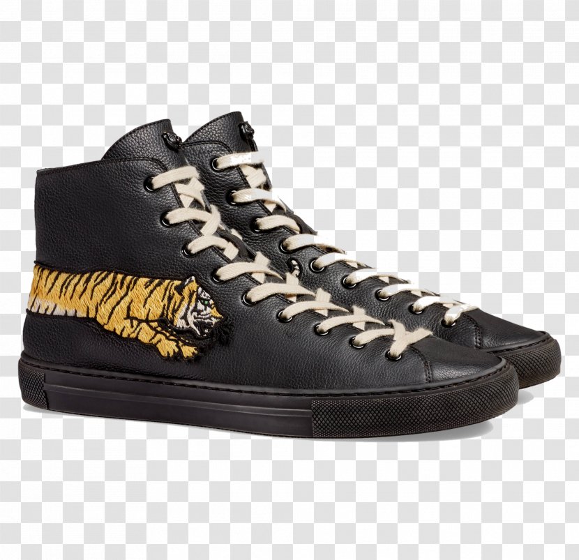 High-top Gucci Sneakers Leather Shoe - Black - Belt Transparent PNG