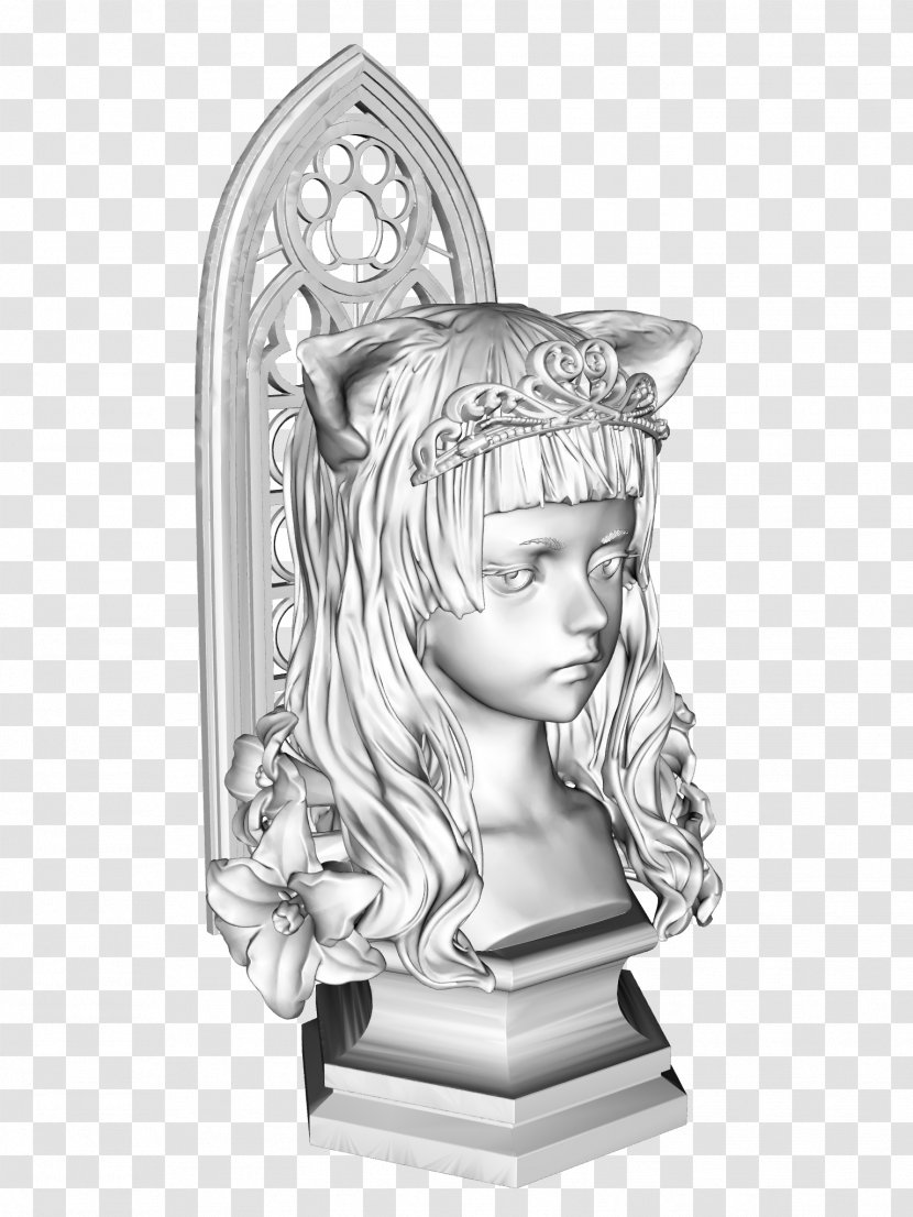 Drawing Figurine Sculpture /m/02csf Silver - Black And White Transparent PNG