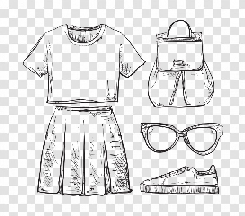 Drawing Clothing Dress Royalty-free - Vision Care - Clothes Backpack Sketch Pattern Transparent PNG
