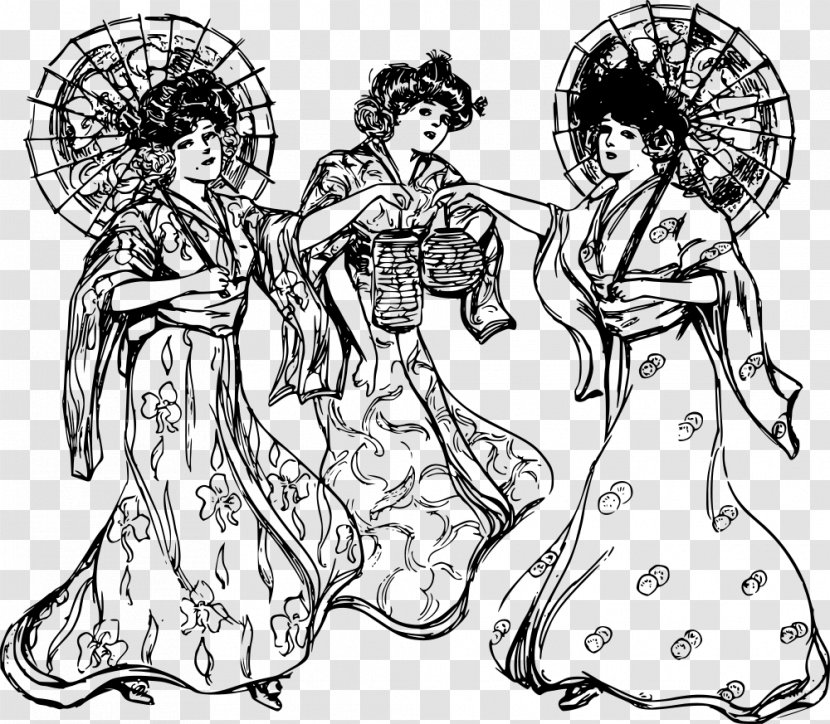 Japan Kimono Clip Art - Drawing - Geisha Transparent PNG
