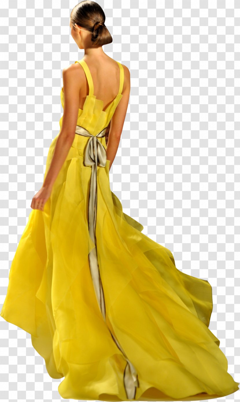 Gown Dress Woman Clothing Fashion - Watercolor - Yellow Transparent PNG