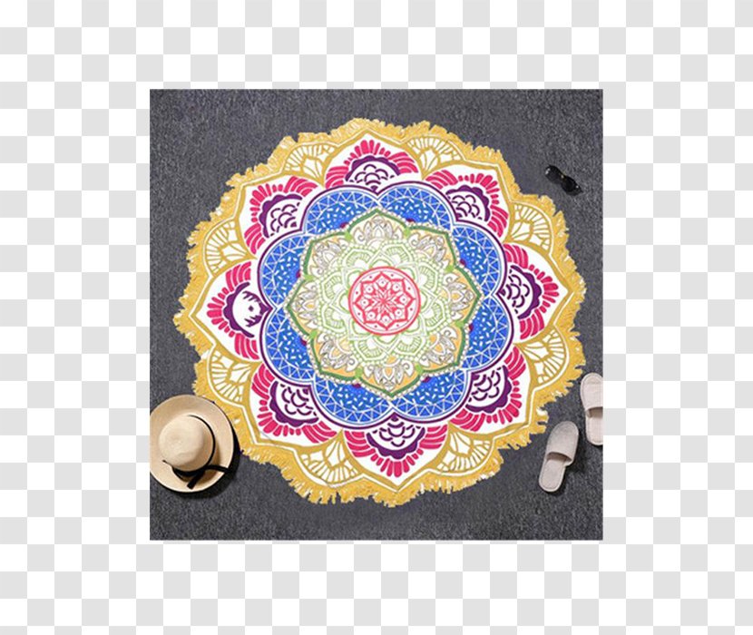 Towel Mandala Tapestry Meditation Mat - Round Transparent PNG