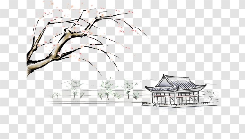 Download Painting - Rectangle - Lake Pavilion To See The Flowers Transparent PNG