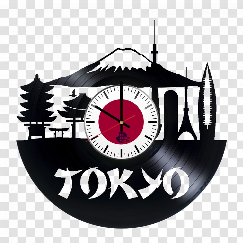 Tokyo Tower Clock Phonograph Record Wall Decal - Nursery Transparent PNG