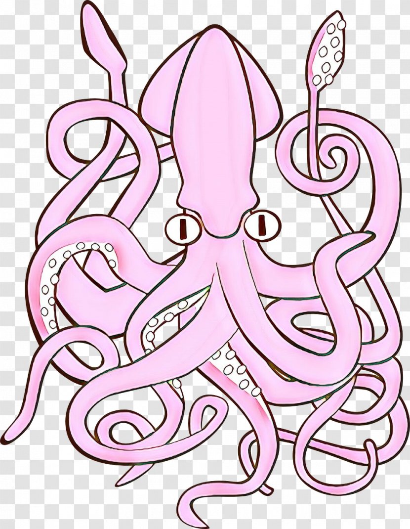 Pink Octopus Giant Pacific Line Art Transparent PNG